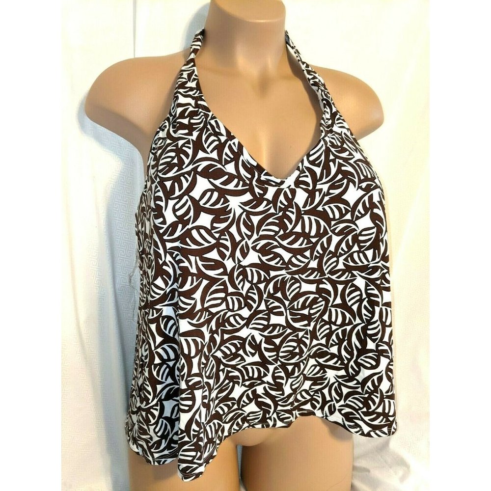 New Womens Anne Cole Tankini Swimsuit Halter Sz 24W Brown Floral NWT $72